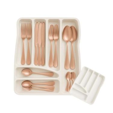 Imagem de Organizador de Talheres com 6 Divisórias, Gaveta de Plástico Resistente, Branco