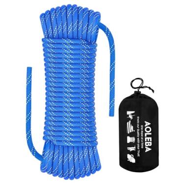 Imagem de AOLEBA Corda de escalada estática de 8,5 mm, cordas de escalada ao ar livre, corda de rapel resistente para resgate de incêndio, escape, 10 m (32 pés) 20 m (64 pés) 30 m (96 pés) equipamentos de