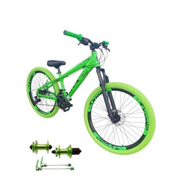 Imagem de Bicicleta 26 Gta Rebel Freeride Downhill 24v Cubo k7 Barulhento Freio a Disco Rodas Vmaxx Pneu Flame (Verde)