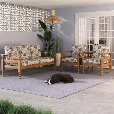 Imagem de Jogo Sofá 3Lug E 2 Poltronas Liz Cr7001.T65 Imbuia/Floral