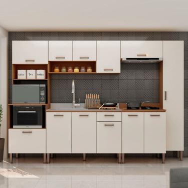 Imagem de Cozinha Completa 6 Peças 100% Mdf Essência Freijo/White laca