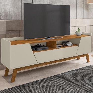 Imagem de Rack para TV Até 70 Polegadas Evans 2 Portas 1 Gaveta Off White/Natural - Pnr Móveis