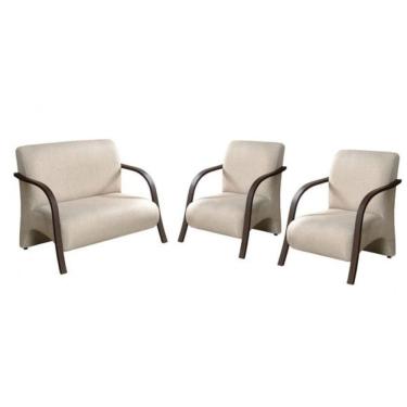 Imagem de Conjunto Poltronas Venus Braços em Madeira 1 Namoradeira 2 de um Lugar Escritório Suede