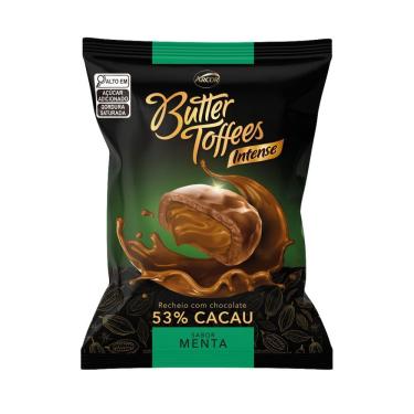 Imagem de Bala Butter Toffees Intense Arcor Sabor Menta Recheio de Chocolate 53% Cacau 90g