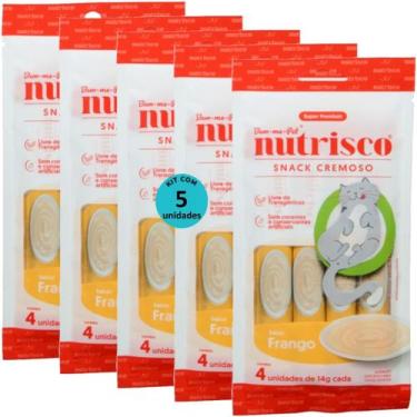 Imagem de Snack cremoso nutrisco gatos adultos 14g frango com 4 un - kit com 5