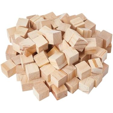 Imagem de SOFPLATE Blocos de madeira de 1/2 polegada 100 peças de cubos de madeira naturais inacabados para artesanato sólido acessórios para projetos faça você mesmo, artesanato, pintura, estampagem