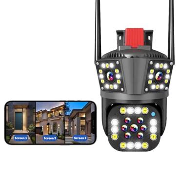Imagem de Quanmin Câmera de segurança externa 4K 8MP WiFi sem fio, vigilância PTZ de 360° com zoom de 10x, detecção de movimento, visão noturna colorida, IP66 impermeável, A-udio bidirecional, câmera de