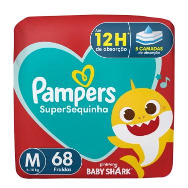 Imagem de Fralda Pampers SuperSequinha Baby Shark M 68 unidades
