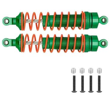 Imagem de ARRCat 2 peças de amortecedores dianteiros para 1/10 Arrma Bigrock 4X4 Granito 4X4 Senton 4X4 Vorteks 4X4 Typhon 4X4 RC Truck, alumínio completo Big Bore Shock Hops Up, substitui AR330550 AR330551, verde