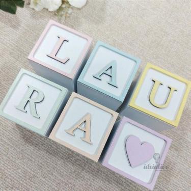Imagem de Cubo com Letra em Mdf Cores Pastéis - no-brand