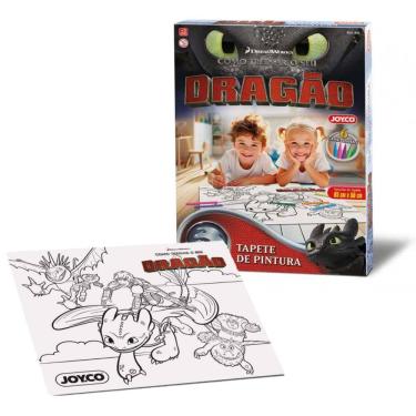 Imagem de Tapete Pintura Colorir Dragão Banguela Lavável 6 Canetinhas