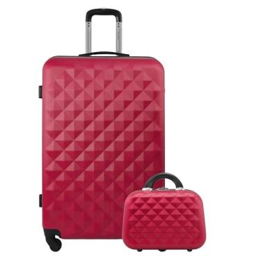 Imagem de Kit Mala de Viagem Grande 32kg Rígida ABS Rodas 360 com Frasqueira Gladiador Diamond D1G (Cereja)