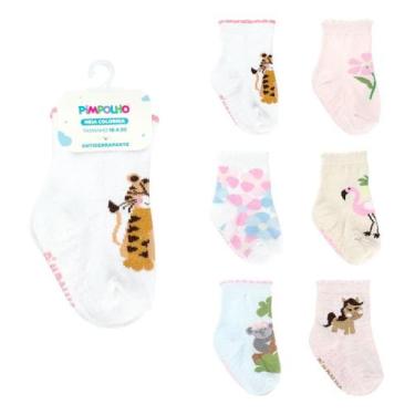 Imagem de Meia Infantil Bebê Menina Kit com 6 Pares Feminino Tam. 16 ao 20 Pimpo