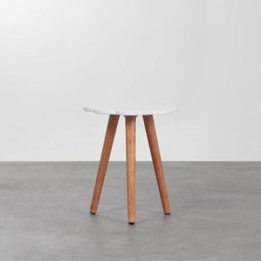 Imagem de Mesa Lateral Nuvem Amêndoa e Branco - 46cmx51cm - Abra Casa