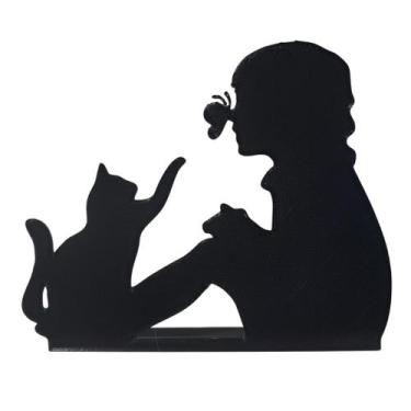 Imagem de Enfeite de Prateleira Criança, borboleta e gato - Espaço 3d