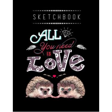 Imagem de Sketchbook: Valentine Day Hedgehog In Love Lovers Couple Cute 2 8in x 11in Valentine Sketchbook A Perfect Gift For Lover
