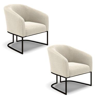 Imagem de Poltrona Para Sala Industrial Preto Kit 2 Stella Bouclê D03 - D'rossi Cor Mostarda