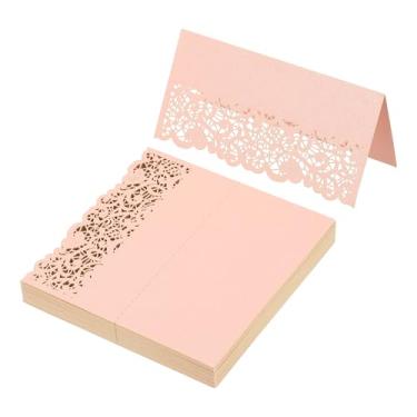 Imagem de PATIKIL 50 peças de cartões de casamento, cartões de visita, papel com glitter, etiquetas de assento dobradas para mesa buffet de comida, recepção de casamento, jantar, festa, rosa