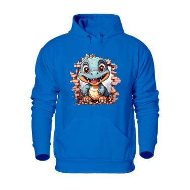 Imagem de Casaco Moletom Canguru Com Capuz Masculino Estampa Dinossauro Flanelado
