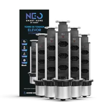 Imagem de Avant Neo Kit 5 Torres de Tomada Embutir Retrátil (Elevor) 3 Tomadas Flex 10A/20A USB/USB-C, Bivolt, para Bancada Cozinha e Escritório