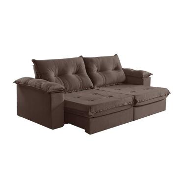 Imagem de Sofá 4 Lugares Retrátil E Reclinável Martins M-164 Veludo Marrom