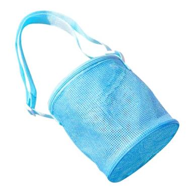Imagem de Bolsa de malha para brinquedos de praia, piscina, praia, brinquedo – Pacotes leves de viagem com alça de ombro ajustável para, Azul-celeste, Refer to description