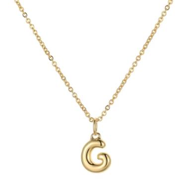 Imagem de TASBERN Colar com inicial bolha para mulheres, minúsculo, banhado a ouro 18K, alfabeto A-Z, minimalista, joia delicada, presente de aniversário para ela, Banhado a ouro, Sem Pedra Preciosa