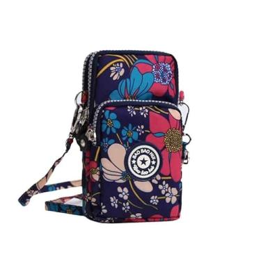 Imagem de Bolsa transversal pequena para mulheres - Mini bolsas de telefone com alça transversal e carteira - bolsa de braço de nylon, Flor - 1, 4.5 inches (L) x 2.36 inches (W) x 7.9 inches (H), Tendência