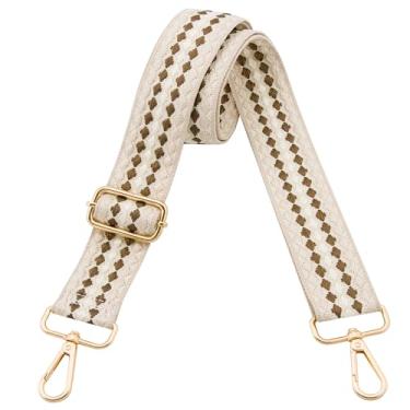 Imagem de Alças de bolsa de substituição alça transversal alças de ombro longas ajustáveis para bolsas, alça de bolsa feminina, Cor Café Branco Arroz, 30-57 inches (length) x 1.5 inches (width), Clássico