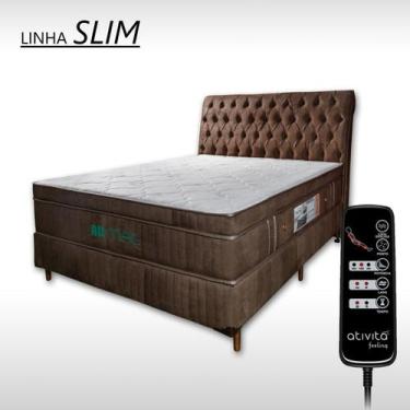 Imagem de Colchão Com Massageador Casal Completo + Base box + Cabeceira ALLMAG, 