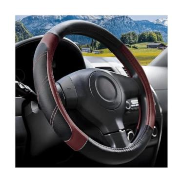 Imagem de Sandfren Capa de volante de carro, protetor de volante de couro respirável de 36,8 a 38 cm com forro antiderrapante, acessórios decorativos esportivos e elegantes, universal para van caminhão RV