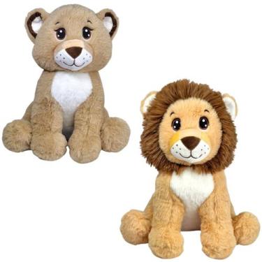 Imagem de Kit Leão e Leoa de Pelúcia Safari Luxo Nicho Decoração Bebê - Nikity T