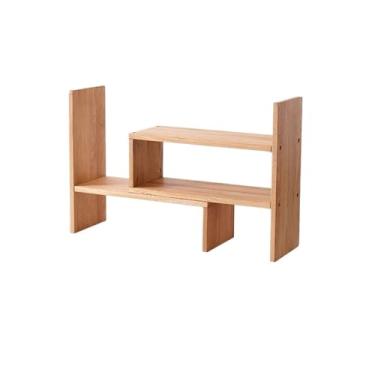 Imagem de VHDY85KA Estante expansível giratória 90 graus Desktop Bookshel, organizador de grande capacidade de três camadas, prateleira de armazenamento tipo aberto, para escritório casa moderna