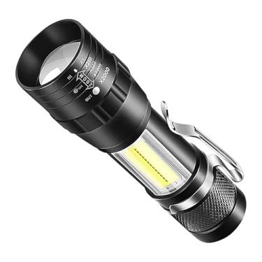 Imagem de Lanternas Lanternas recarregáveis ​​e recarregáveis ​​de alto lúmen - Lanterna LED à prova d'água - Lanterna recarregável ajustável em 3 modos com luz lateral COB para viagens de e caminhadas