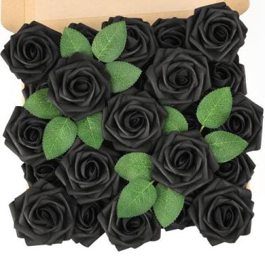 Imagem de Flores Artificiales N&T NIETING Rosa Negra 25 piezas 18 cm