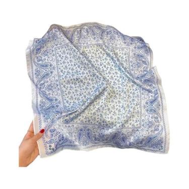 Imagem de Lenço De Seda Feminino 70x70cm Com Estampa Paisley, Xale Quadrado De L