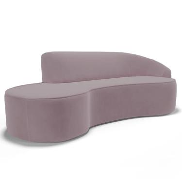 Imagem de Sofá Living  4 Lugares 280cm Braço Direito Mozart D06 Veludo Rosê - Mpozenato