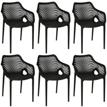 Imagem de Kit 6 Cadeiras De Jantar Design Suits Com Braços Empilhável Em Polipro