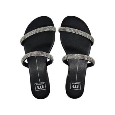 Imagem de Sandália Rasteirinha Tira Strass Feminina Confortável e Leve Moleca 5557100-Feminino