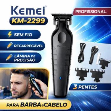 Imagem de Aparador Barba Cabelo Kemei KM-2299 Sem Fio Profissional Recarregável