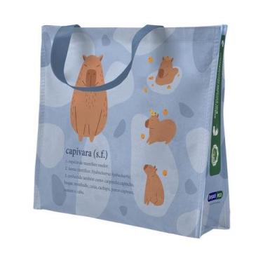 Imagem de Sacola Reutilizável Capivara Azul 39x18x35cm Bompack