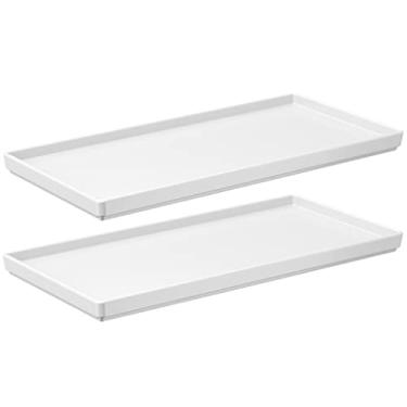 Imagem de Kit 2 Bandeja Travessa Retangular 27x13cm Decorativa Multiuso Pia Banheiro Lavabo Branco - Coza