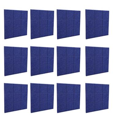 Imagem de Ladrilhos de tratamento acústico, 12 unidades de 11,8 x 11,8 pol. Painel de isolamento acústico com borda chanfrada para escritório para estúdio de gravação para casa