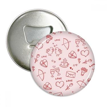 Imagem de Coração vermelho rosa amor dia dos namorados abridor de garrafas ímã de geladeira emblema multifuncional