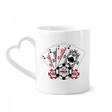 Imagem de Chips Baralho de cartas utensílios de jogo caneca padrão café cerâmica copo de coração de vidro
