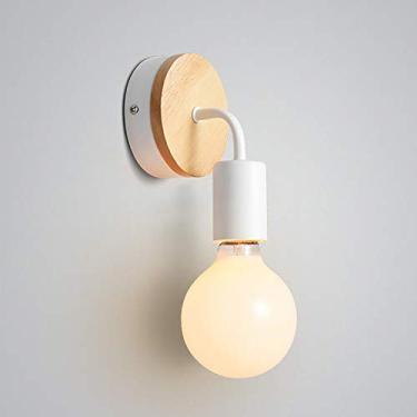 Imagem de Aditam estilo loft vintage com base de madeira luminárias de parede luminária de metal minimalista arandelas de parede interna E27 iluminação de suporte de lâmpada para quartos de sala de estar