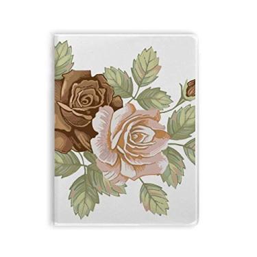 Imagem de Caderno de folhas de rosas com rosas brancas, capa de chiclete, diário de capa macia