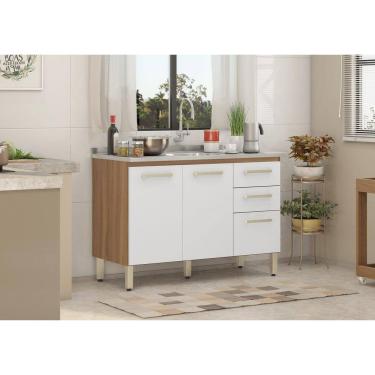 Imagem de Gabinete de Pia Armário Miss 120cm Amendola/Branco S/ Tampo - Demobile