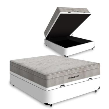 Imagem de Cama Box Baú + Colchão de Molas Ensacadas - AirTech SpringPocket - Ortobom (Branco, Casal)
