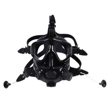 Imagem de Snorkel Full Face Cover Vista Panorâmica de 180 Graus Capa Facial de Mergulho Ajustável Suporte para Câmera Mergulho Capa Facial Completa Com Suporte para Câmera para Mergulho